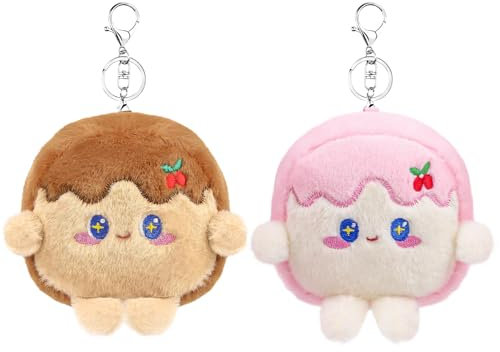 ANBOOR 2 Stück kleine Stofftiere, 10 cm süßer Toast-Plüsch-Schlüsselanhänger-Spielzeug für Rucksack, Plüsch-Stofftiere-Spielzeug als Partygeschenk.