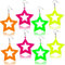 4 Paar Neon-Ohrringe, Vintage Neon Stern Ohrhänger Damen 80er Jahre Party Ohrringe Bunte Creolen Neon Party Accessoire Ohrringe für 80er Jahre Partys Vintage Kostüme