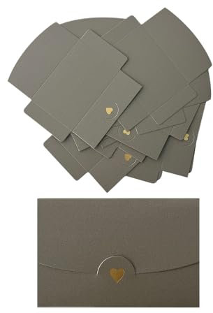 CZAKOMIX 40PCS Mini Briefumschläge, Perlglanzpapier Umschlag mit Herz Verschluss, Geschenkkarte Umschlag, für Diy GeschenkKarten Weihnachten Valentinstag Geburtstagsfeier Geschenk Card(Silberweiß)