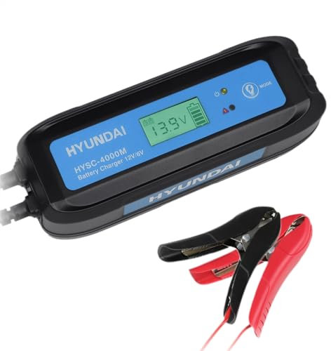 HYUNDAI Batterieladegerät HYSC-4000M | 6V/12V | Intelligentes Ladegerät für Autobatterie, Motorrad, Boot | AGM, EFB, Gel, Wet, MF, 12V Lithium (LiFePO4) | Temperaturausgleich, Reparaturmodus