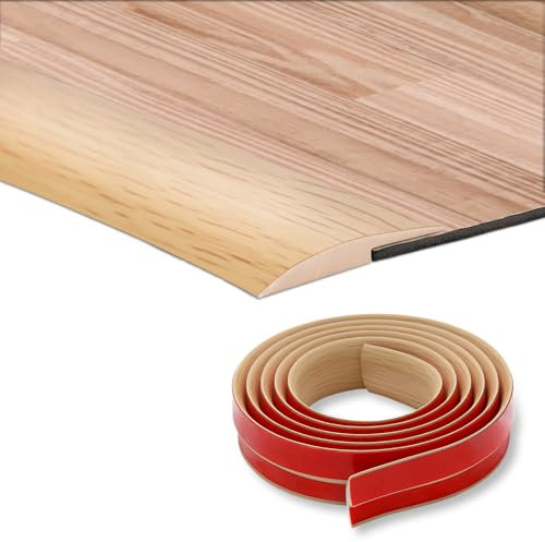2M Self-Adhesive Floor Transition Strips Carpet Trim Strong Adhesive, Ideal for Carpet, Laminate, and Tile Thresholds, Doorways, and Edging (5mm,Light Maple Wood Grain)