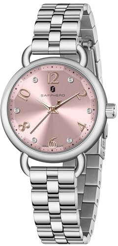 SAPPHERO Damen Armbanduhr - Wasserdicht mit Edelstahlarmband, Kristall Dekoration, Ringförmiges Gehäuse, Stereoskopisches Uhrglas - Luxuriöse Quarz Armbanduhr für Frauen in Gold und Silber.