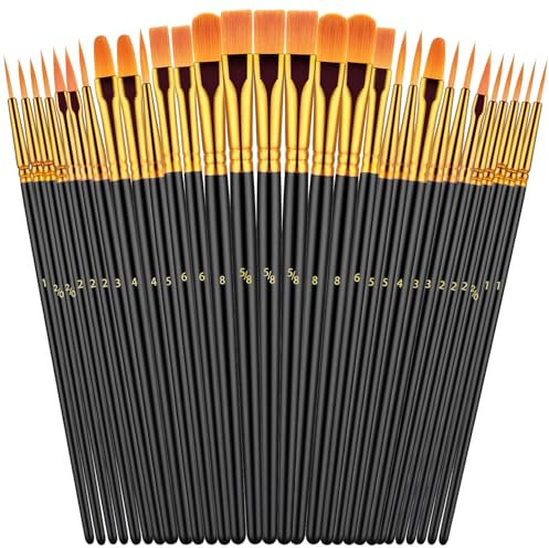 OWill 30 PCS Paint Brush Set, Nylon Professional Artist Paint Brushes for Acrylic Painting, Oil Painting, Watercolor Painting,Face Painting, Small Acrylic Paint Brushes for Artists Adults Kids(Black)