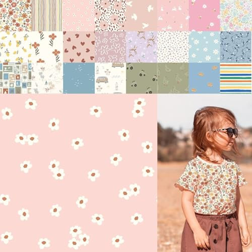 Baumwolljersey bedruckt, Jersey Stoff Meterware Sommer, Jerseystoff Blumen - Strickjersey Kinderdrucke - Stretchstoff Mädchen, BW-Jersey Jungs *ab 50cm, Farbe: 80-A91-005 rosa Blume