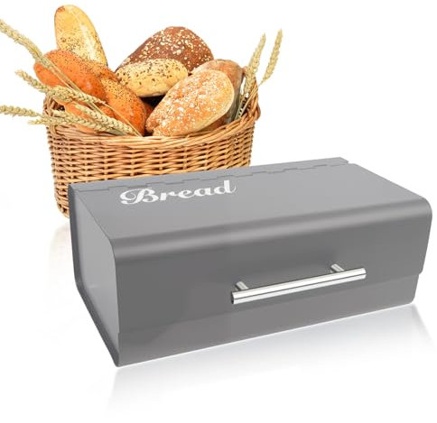 HNCY Panera Vintage de Metal, Paneras Para Guardar el Pan, Paneras Cocina Cajas de Almacenamiento, con Asa de Acero Inoxidable y Bolsa de Lino, Frescura Sostenible, Para Cocina Encimera