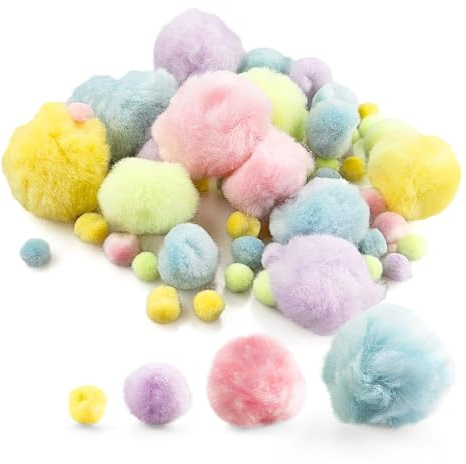 Netuno 300 Stück Pompons zum Basteln Pastellfarben mix Verzieren Nähen DIY Dekorieren Bälle Ostern Weihnachten Handwerk weich bastel Material Kügelchen Pompo Ponpo pon pon set