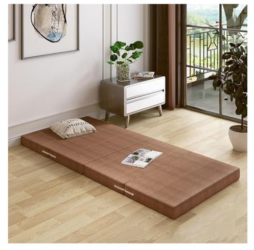 Dicke Schaumstoff-Klappmatratze, Futonbett, Matratze, Gäste-Schlafunterlage für Büro, abnehmbarer Bezug, Dunkelbraun, 60 x 200 x 8 cm, ideal für Zuhause und Reisen