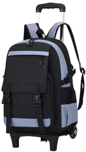 MAQDDO Rollrucksack Großer Trolley Mit Rädern Rucksack Mit Rädern Laptoptasche Rollschultasche for Jungen FüR Reise(Grey Two wheels)