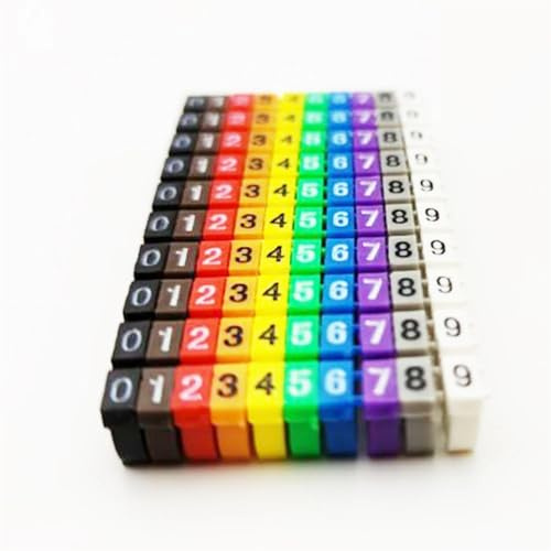 Clip-On-Kabelmarkierer, Cat5e/Cat6 Netzwerkkabel-Beschriftungsetiketten, mehrfarbiges Set mit Zahlen und Buchstaben in verschiedenen Größen(8 10mm,150PCS 0 9Multicolor)