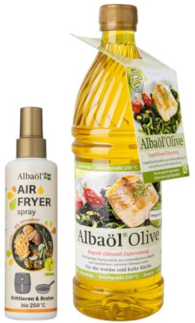 Albaöl - Air Fryer Spray, 190 ml Flasche + Albaöl Olive, 750 ml Flasche