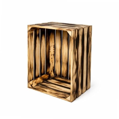 BAS Holzkisten Groß Geflammt 3er Set Obstkisten Holz - Weinkisten Deko - 50x40x30