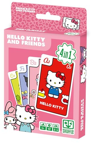 Shuffle - Hello Kitty & Friends 4-in-1 - Kartenspiele für Kinder (Mau Mau, Quartett, Memo & Schnipp Schnapp)