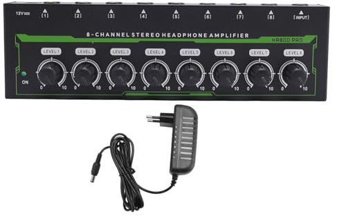 SustVita Amplificador de Auriculares con luz RGB con Amplificador operacional 4580 de bajo Ruido, un Amplificador de Auriculares estéreo de 8 Canales con Control de Volumen