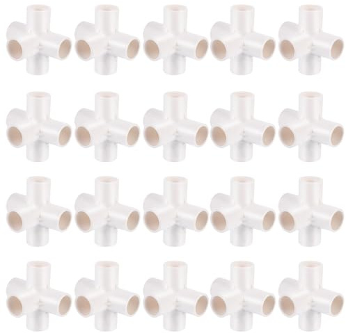 MAJORMENCH 20 Pezzi Connettore Tubo PVC a 5 Vie Bianco 20mm per Irrigazione | 5 Interfacce, per Hose e Faucets, Giunto Multiuso per Garden e Home Replacement