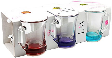 amara-global 6 teiliges farbige Gläser- Set Getränkegläser Teegläser Set mit Henkel 225ml