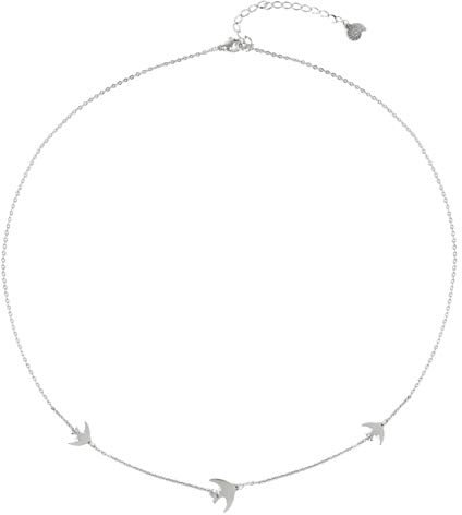 Happiness Boutique Damen Kette Fliegende Vögel in Silberfarbe | Filigrane Kette mit Schwalben Edelstahlschmuck