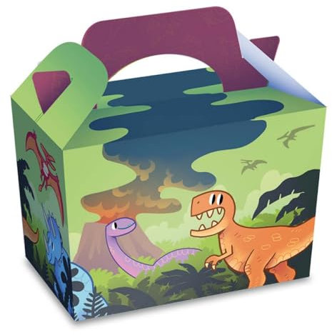 2 x 12 X Dinosaur Themed Food Boxes Picnic Carry Meal Box Kids Birthday Party Bag Plate (Dinosaur)