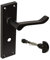 HANDLESTORE Victorian Scroll Matt Black Door Handles - Latch, Lock or Bathroom (Bathroom Set)