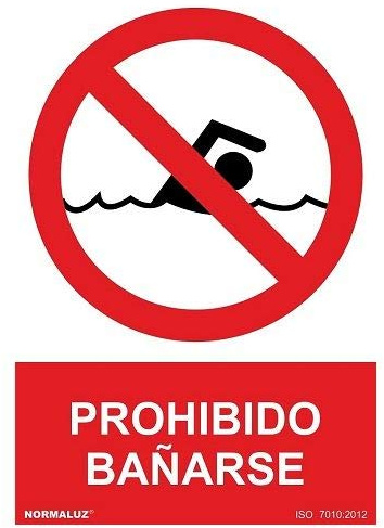 CABLEPELADO Señal Prohibido Bañarse PVC 30x40cm Rojo