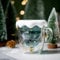 Rain House Tasses à café amusantes de Noël, 295 ml, vaisselle en verre à double paroi avec couvercle et poignée, verrerie arbre flocon de neige pour thé, lait, boisson, jus, eau, 300 ml (avec