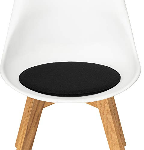 FILU Sitzkissen aus Filz 2er-Pack Schwarz rund (Farbe und Form wählbar) 35 cm – Sitzkissen für drinnen und draußen, Deko für jeden Stuhl im Wohnzimmer oder Esszimmer, Gartenstuhl/Balkonstuhl