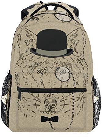 BEUSS Grauer Arzt Wolf Studentenrucksack Kinderrucksack Büchertasche Schülerrucksack mit Laptop Rucksäcke für die Reise Teen Mädchen Jungs