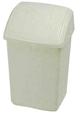 Optimal Products Swing Bins Plastic Swing Top Rubbish Waste Bin Office Bedroom Kitchen Paper Dustbin Trash Bin Swing Lid (Cream, 10l Litre)