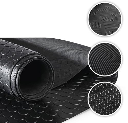 Walser Gummimatte Coin, zuschneidbare Gummimatten Boden 100x300 cm, Gummimatte Außenbereich, universal Gummi Schutzmatte für Garagen Boden, Werkstatt Boden, Outdoor, Gummimatte Meterware schwarz