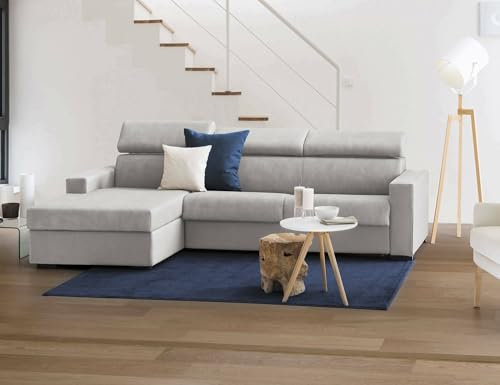 Talamo Italia - Schlafsofa mit Halbinsel Alda, Sofa mit Sinistra-Stauraum-Halbinsel, Standardarmlehnen, 100 % Made in Italy, 280 x 95 x 85 cm, Grau