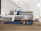 Talamo Italia - Schlafsofa mit Halbinsel Alda, Sofa mit Sinistra-Stauraum-Halbinsel, Standardarmlehnen, 100 % Made in Italy, 280 x 95 x 85 cm, Grau