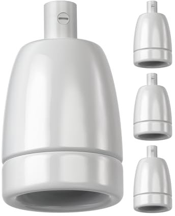 ledscom.de 4 Stück E27 Fassung, Porzellan, weiß, 230V AC, max. 300W