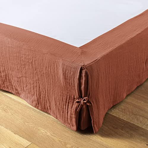 Cache sommier Gaze de Coton Gaia 160x200cm Terracotta