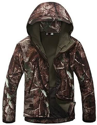 NXDRS Militärische taktische Jacke für Herren, Softshelljacke, Jagdmantel, mit Kapuze, Skijacken, Fleece-Wintermantel (Tree Camo,M)