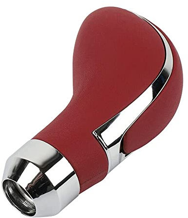 TOTMOX Universal Manueller Schaltkopf Leder Aluminiumlegierung Rot In Manuell Auto Auto Schaltknauf Schalthebel mit 3 Gummimanschetten