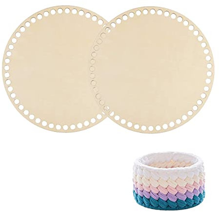Lsydgn 2 Tabletten Korbboden Häkeln Rund 15cm(5.9inch)Körbe Blank Holzboden Zum Häkeln für Heimwerker Korbflechtzubehör Aufbewahrung, Basteln, Heimdekoration