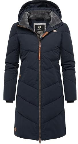Ragwear Damen Wintermantel warmer wasserdichter Steppmantel lang mit abnehmbarer Kapuze Rebelka XS-6XL