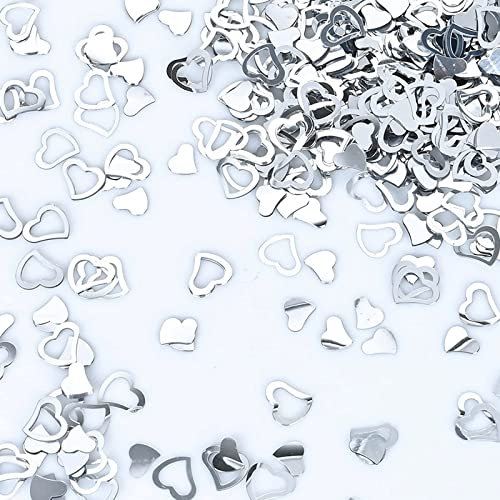 Catelves Konfetti Hochzeit - Streudeko, Etwa 600-700 Stück Silber Glitter Tischkonfetti, Herz Deko für Geburtstag Feier Jubiläum (Silber)
