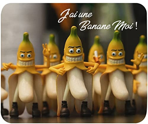 Tapis de Souris Humour J'Ai Une Banane Moi Haute qualité de Glisse Confortable Doux idée Cadeau Anniversaire Noël fête Homme Femme ami collegue Famille Mouse Pad 235 x 195 x 5mm