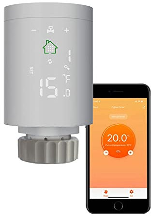 Qiumi Smart ZigBee 3.0 Thermostat-Heizkörper, programmierbares Ventil, Fernbedienung Sprachsteuerung und Alexa-Anwendung, 1 Packung