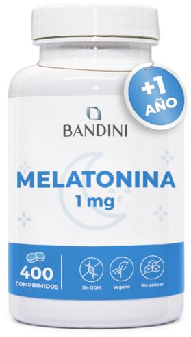 Bandini® Melatonina Forte Pura, 400 Compresse (Scorta + 1 anno), Integrator | Integratore per Dormire 1mg per Compressa, Facile da Deglutire, Migliora la Qualità del Sonno Regolando il Ciclo Sonno-Veglia