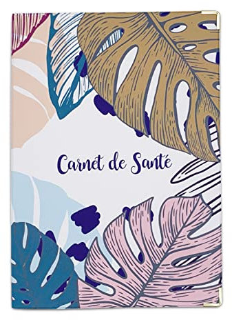 Nemau - Protège Carnet de Santé en Gomme Expansée – Fabriqué en France - Étui Carnet Bébé Enfant Fille ou Garçon Adulte - Format Maternité Standard - Idée Cadeau Naissance - Modèle Tropical Coloré