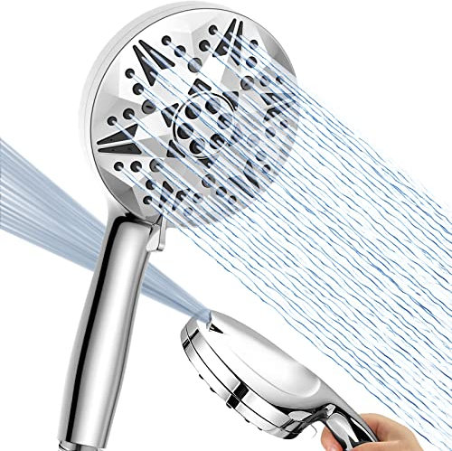 Douchette à Main Haute Pression - Voolan Pommeau de Douche à Main avec 10 Modes de Jet - 2 Lavages Puissants pour Baignoire, Carrelage, Mur et Nettoyage des Animaux Domestiques (Chromé)
