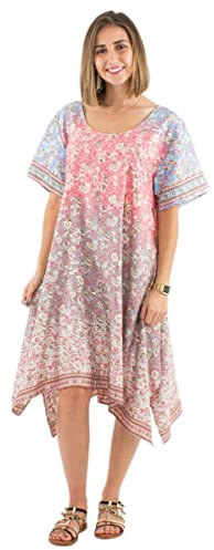 Coline - Robe mi Longue asymétrique Multicolore - Couleur : Saumon - Taille : S/M