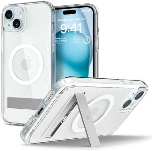 Spigen Ultra Hybrid S MagFit Case for iPhone 15 Plus, Compatible with MagSafe Accessories - Crystal Clear