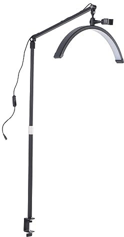 Halbmond Schreibtischlampe, 24 Zoll LED Halbmondlicht für Wimpern, Tattoo Lampe, Kosmetikerin Licht mit C förmigem Schreibtischclip 2800 LM, für Schönheit, Nagelkunst (EU)