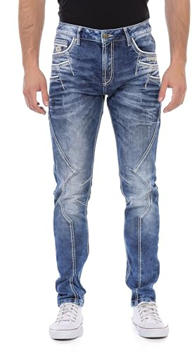 Cipo & Baxx Herren Jeans mit Kontrastnähten – Denim Hose, Moderner Look, Bequeme Freizeit- und Alltagsjeans