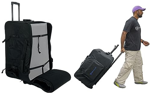 Rockville SB15 v2 Rolling Travel Bag w/ Wheels, Fits Most 15 DJ PA Speakers, Telescopic Handle, Durable Nylon, Accessory Pockets, for Mobile DJs and Event Pros