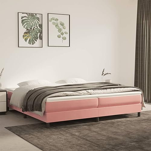 SKM Boxspringbett Rosa 200x200 cm Samt, Weight: 27.3 kg, 3120795