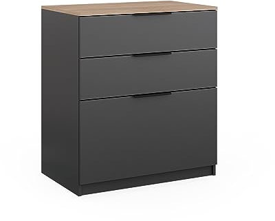 Vicco Kommode Betti, Kommodenschrank, Anthrazit/Eiche, 80 x 90 cm