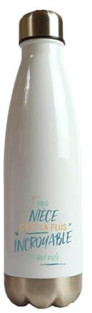 CADEAUX.COM - Gourde Nièce la Plus... - Cadeau Personnalisable - Gourde Isotherme Personnalisée - 500ml - Bouteille Thermos avec Message - Idée Cadeau Original- Cadeau Femme